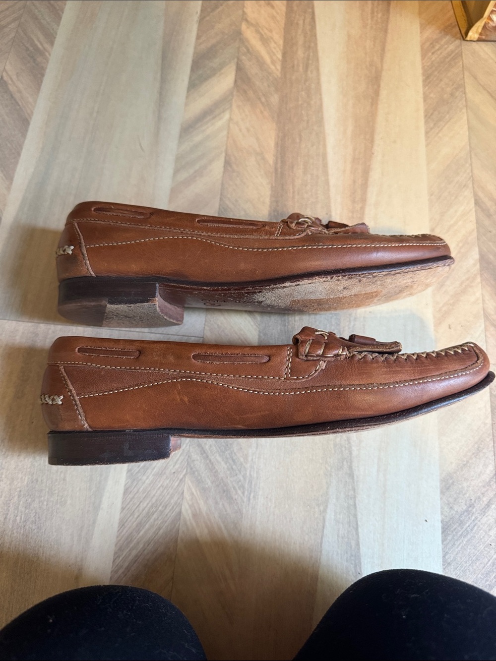 Cole Haan Women's Tan Leather Tassel Loafers - Picture 3 of 5